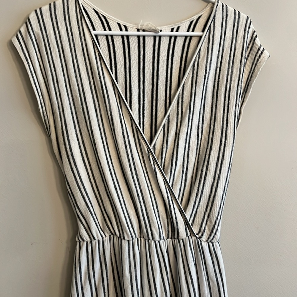 Women’s small black and cream striped dress